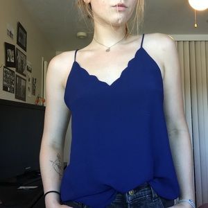 Blue strappy tank top